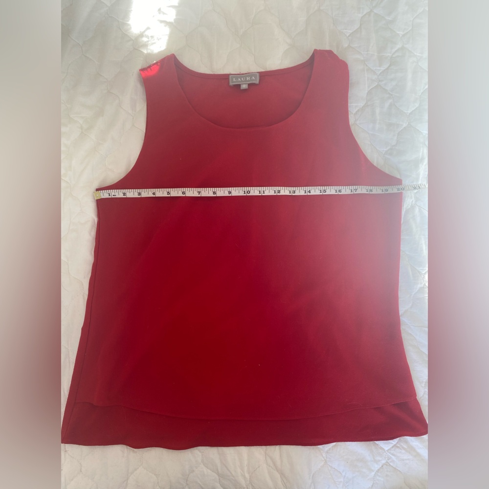 Laura Red Sleeveless Layered Blouse Size M – Dressy Work Top - Picture 3 of 5